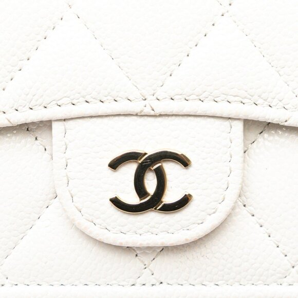 CHANEL Authentic White Caviar Leather Logo Wallet - Picture 8 of 13